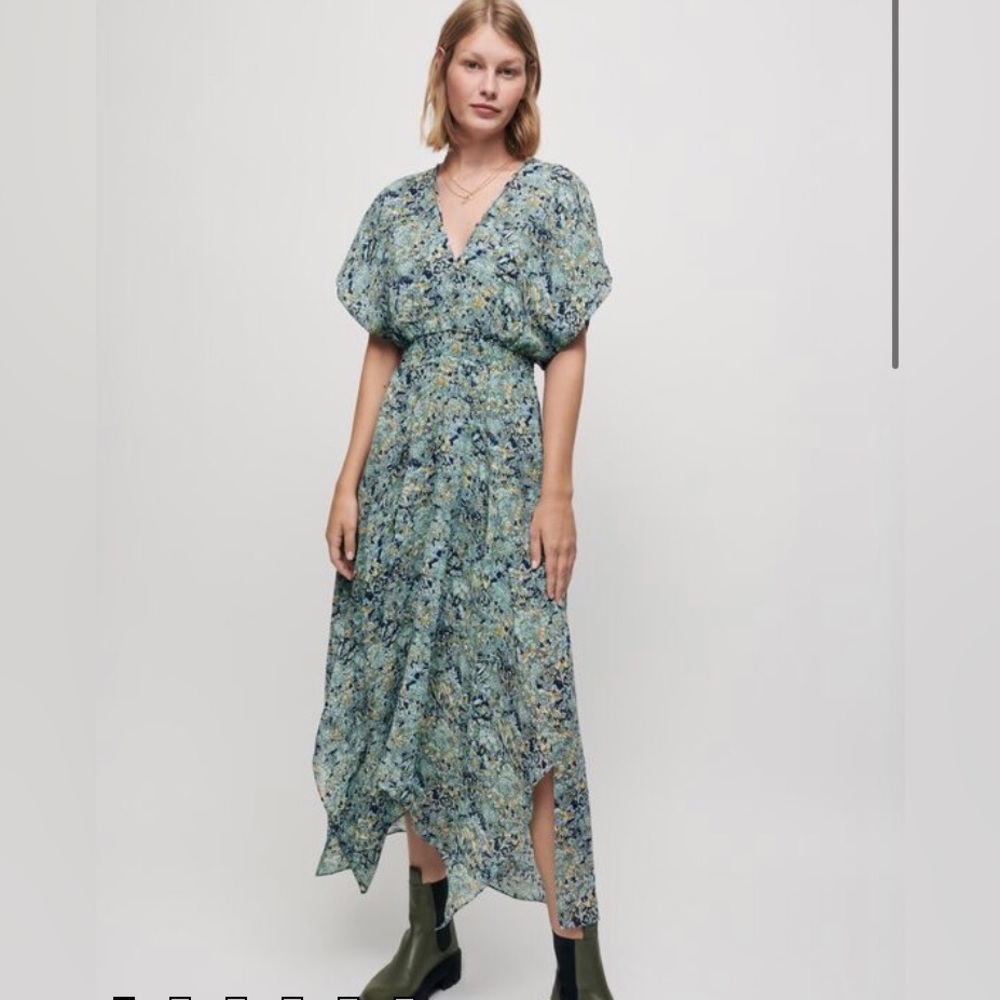 Romantic and flowy Maje floral dress in teal, size 38